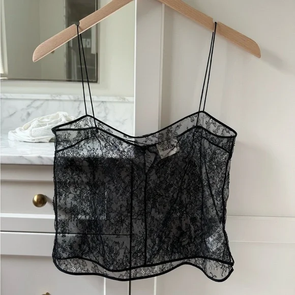 KHAITE Sheer Black Lace tank - Picture 2 of 4